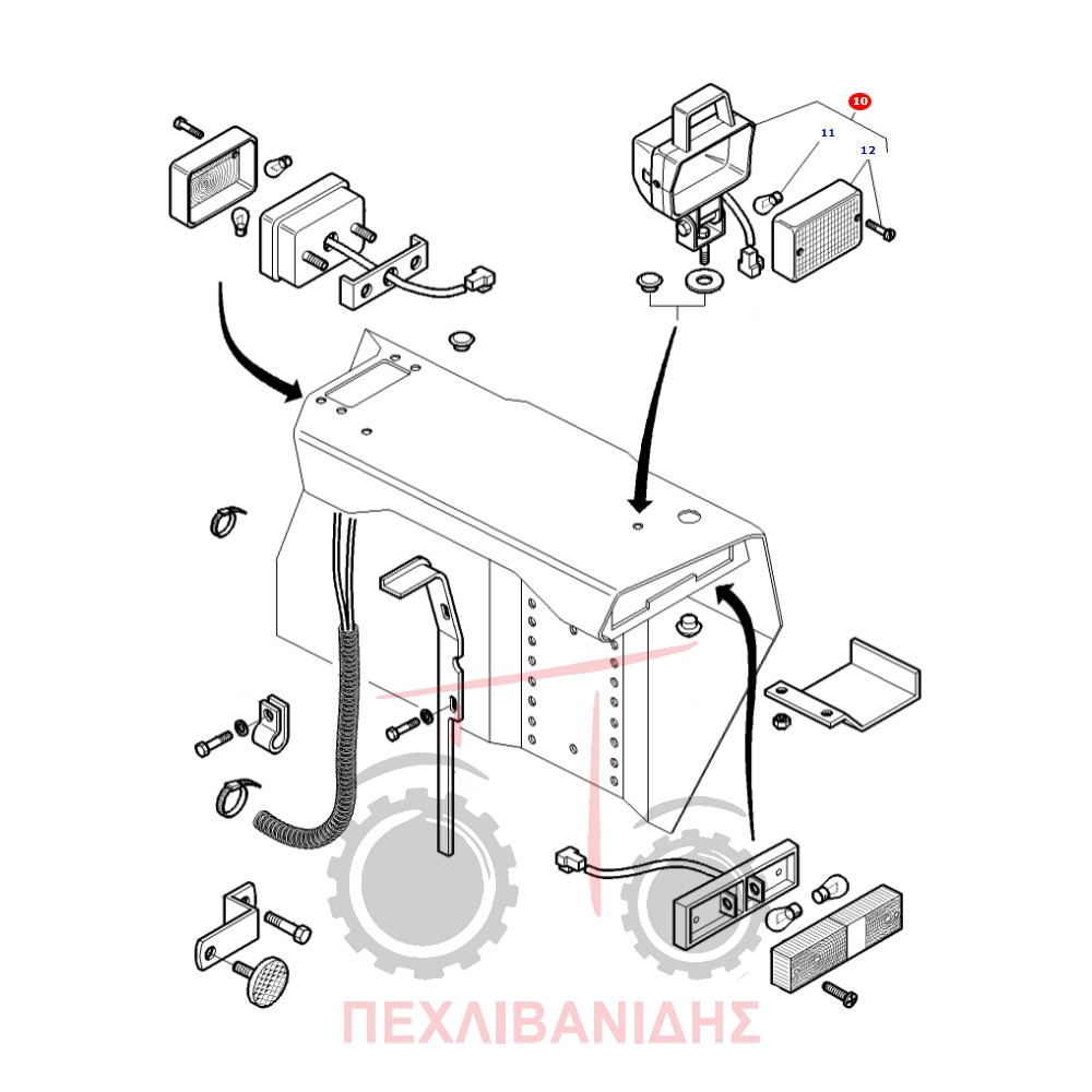 Ορθογώνιο φανάρι εργασίας Massey Ferguson 362-399-4200-4300