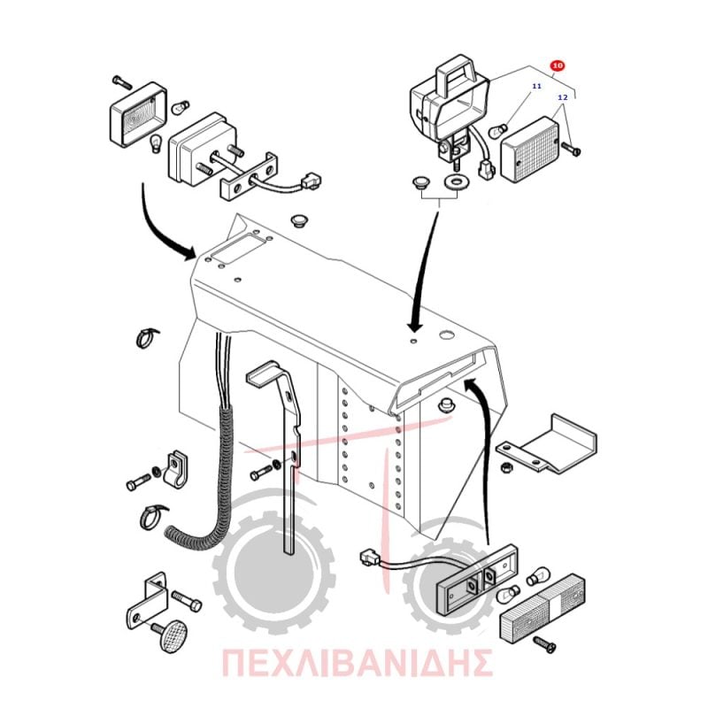 Ορθογώνιο φανάρι εργασίας Massey Ferguson 362-399-4200-4300