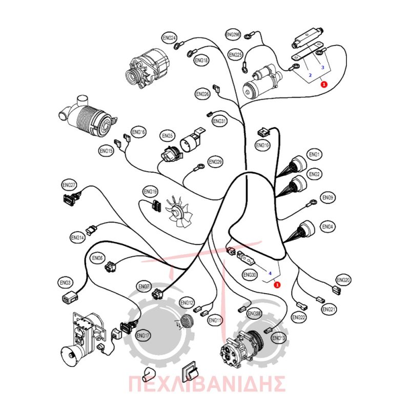 Καλωδίωση μηχανής Massey Ferguson 6465-6475-6480-7465-7475-7480 Καλωδίωση μηχανής Massey Ferguson 6465-6475-6480-7465-7475-7480