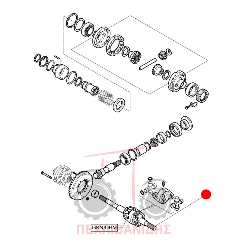 Κοντό ημιαξόνιο μπροστά διαφορικού Massey Ferguson 4245-4260-4360