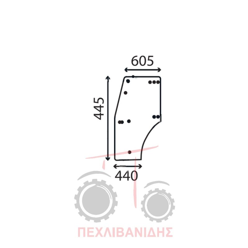 Τζάμι πόρτας αριστερό Landini 5560-6560-7560 Τζάμι πόρτας αριστερό Landini 5560-6560-7560